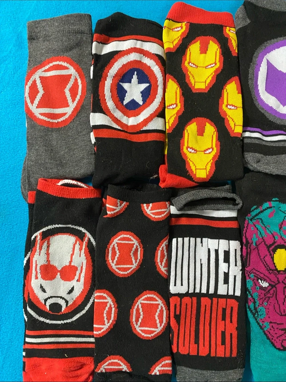 Assorted Marvel Superhero Socks - Set of 14